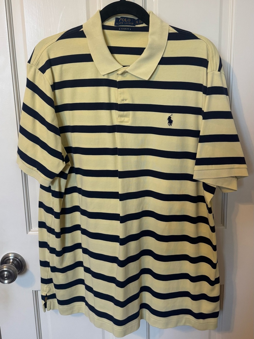 Polo by Ralph Lauren Yellow and Navy Striped XL Polo